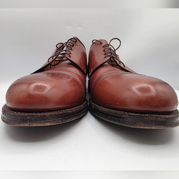 Mens 972 Alden Straight Tip Blucher Brown Cap Toe Oxford Shoes Size 11.5 Leather main image 7